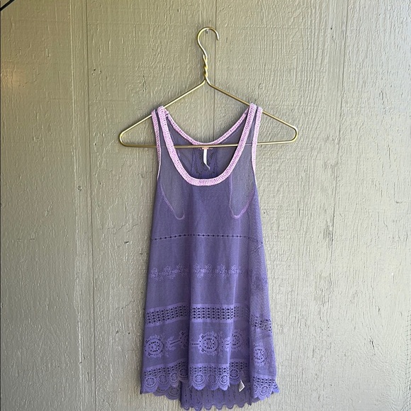 Free People Sheer Purple Lace Tunic/Slip Dress - Picture 2 of 8